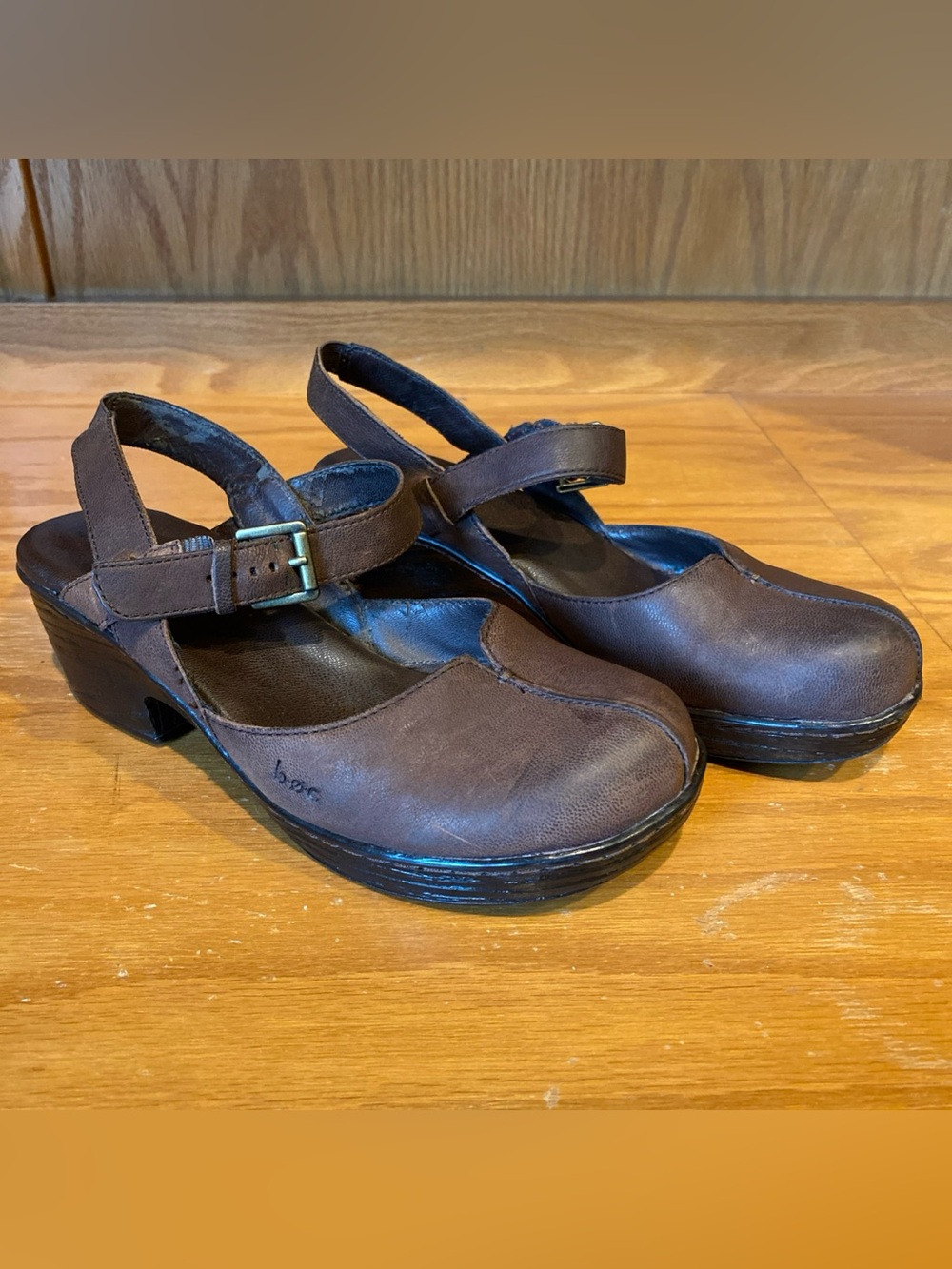 BOC Mary Jane Platform Clog Brown Sandals Sz 8 Ankle Strap Boho Festival Leather
